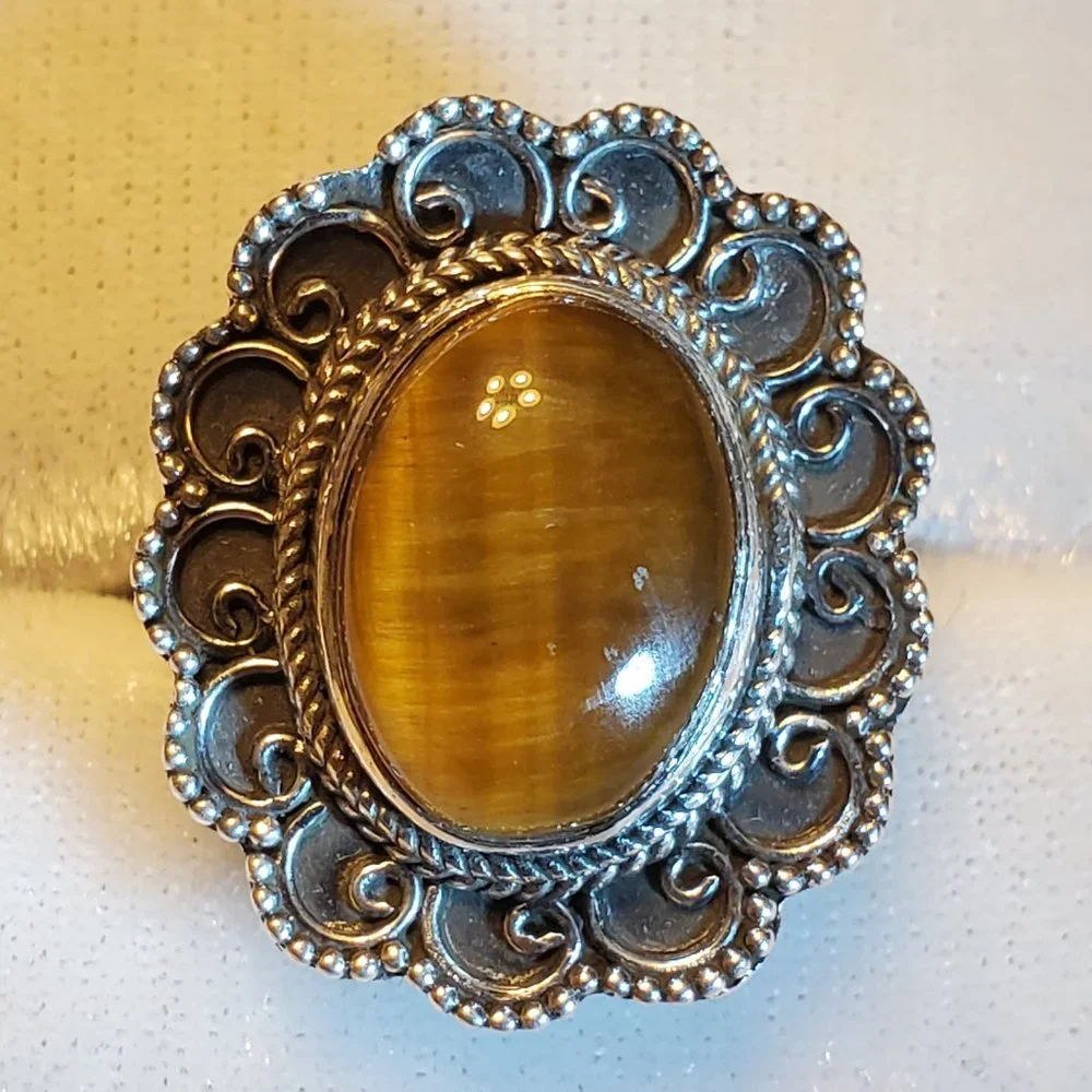 TIGER EYE STERLING SILVER  RING - Picture 5 of 8